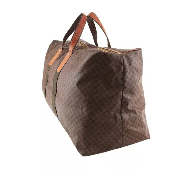 Celine Boston Bag Macadam Beige PVC x Leather Authentic USED - Picture 3 of 11